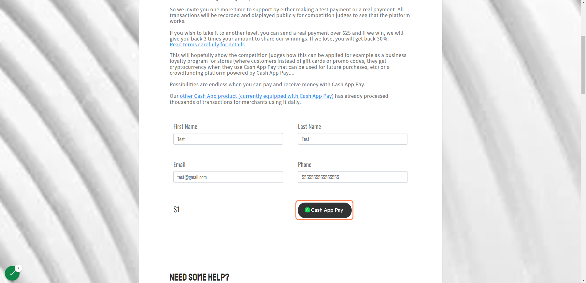 Click on the Cash App Pay button