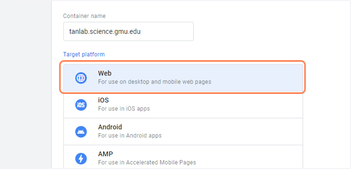 Click on Web…