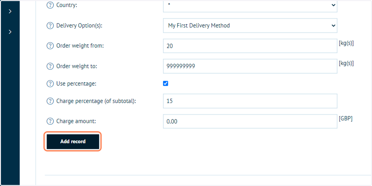 Add 2 additional Shipping by Weight records