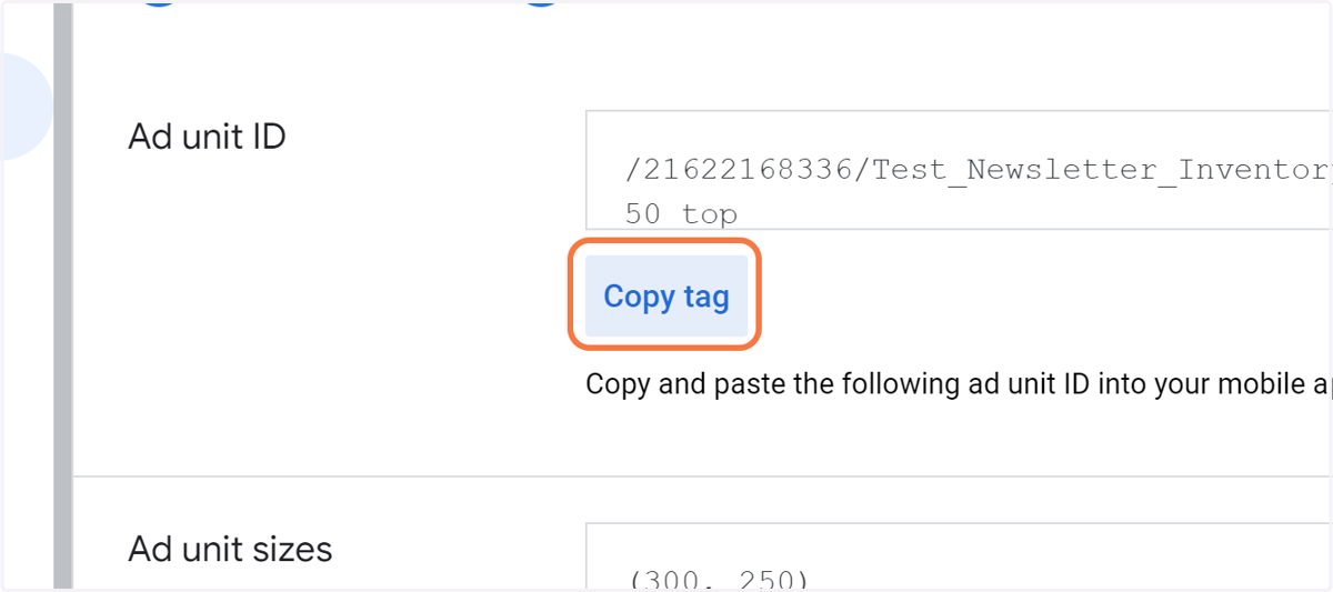 Click on Copy tag