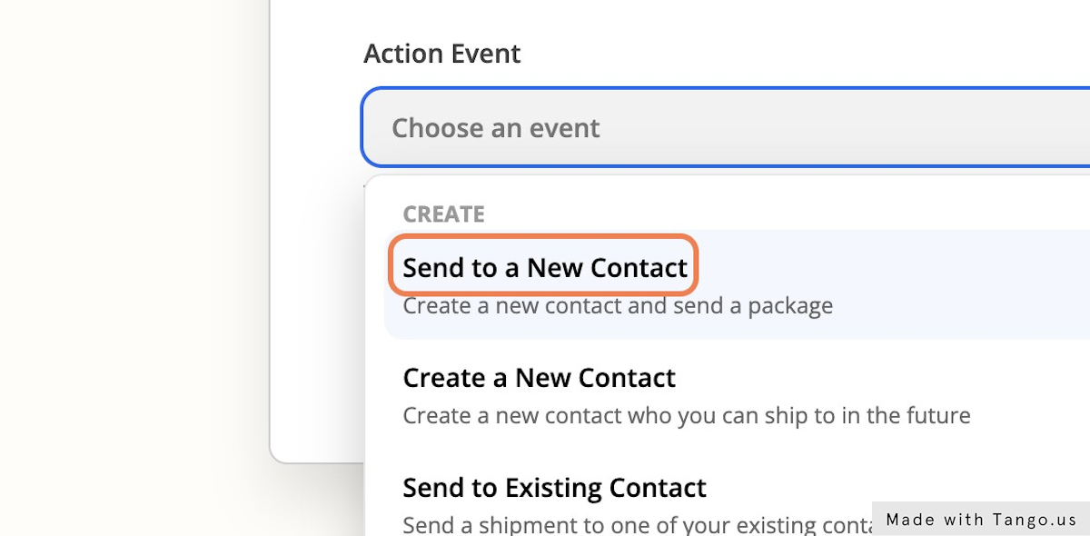 Click on Send to a New Contact