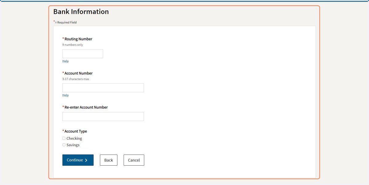 Enter Bank Information