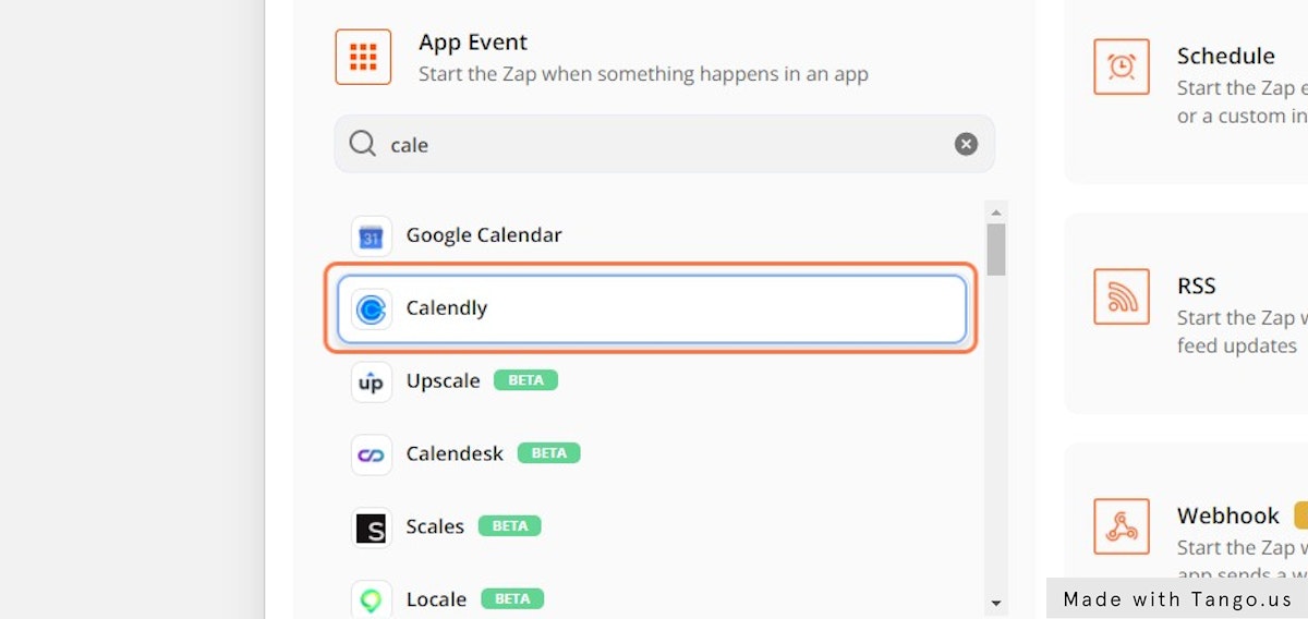 Find Calendly in zaps