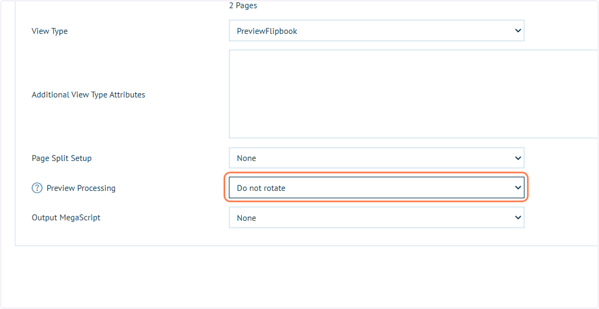 Click on Do not rotate from Preview Processing
