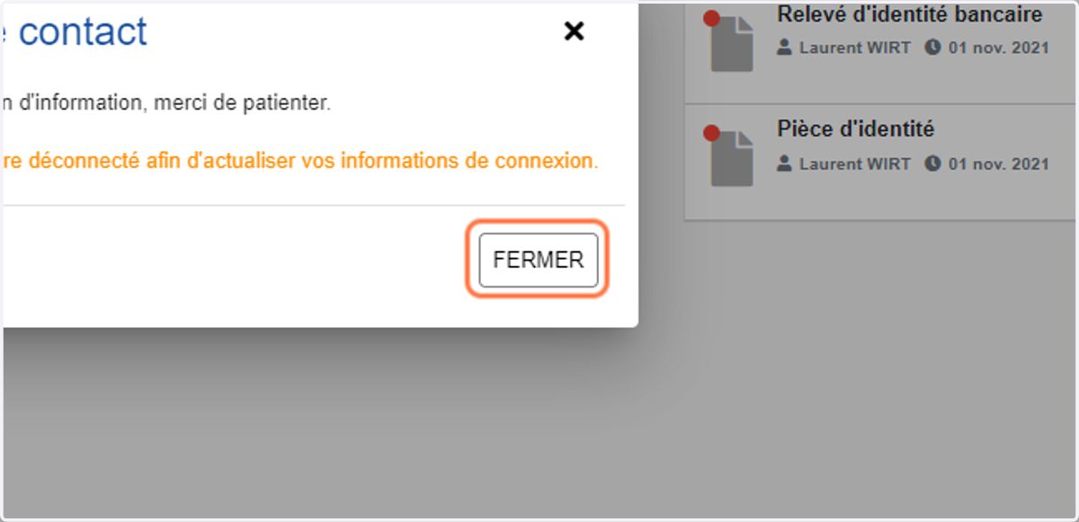 Cliquer sur "FERMER"