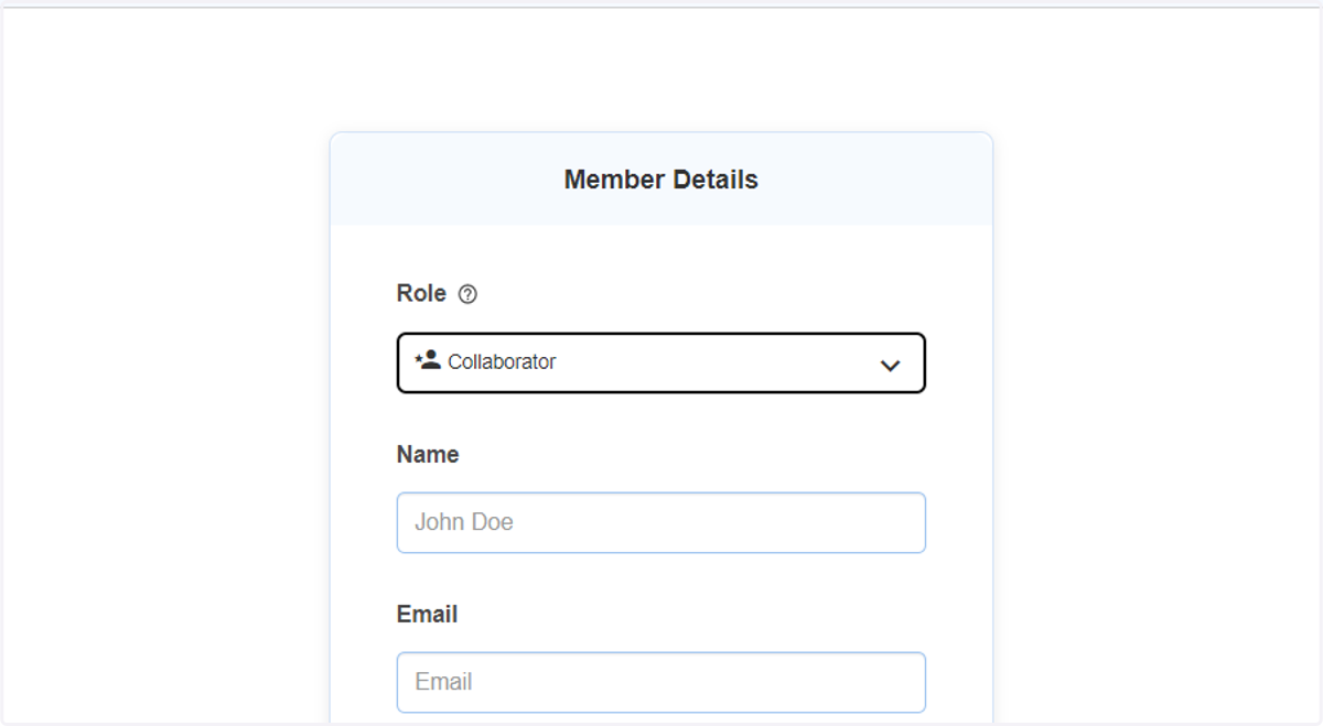 Select a role of the team member