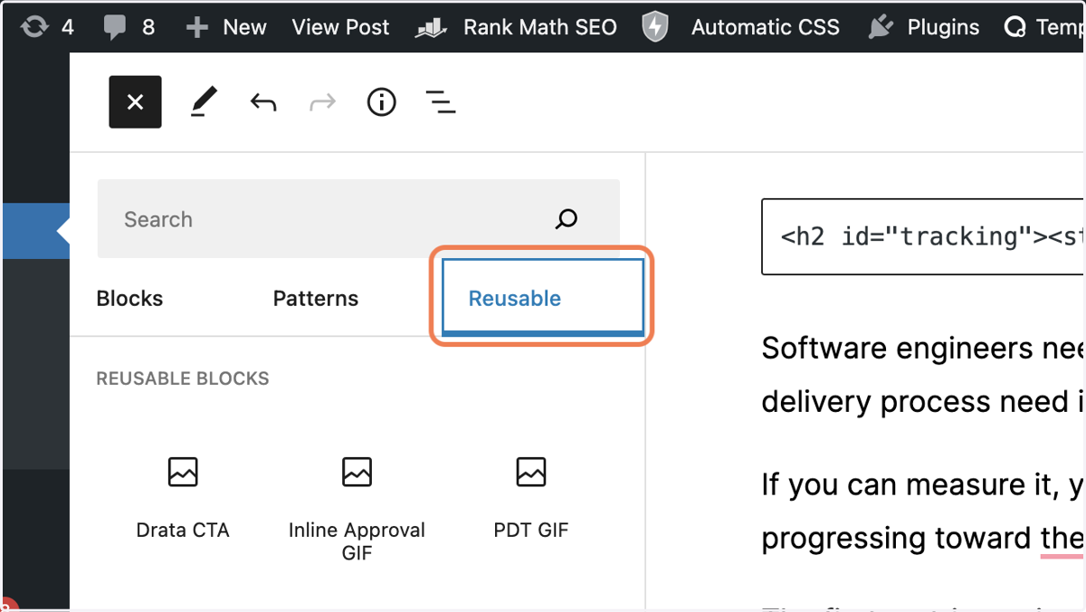 Click on Reusable