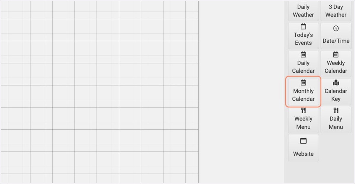 Select the Monthly Calendar widget