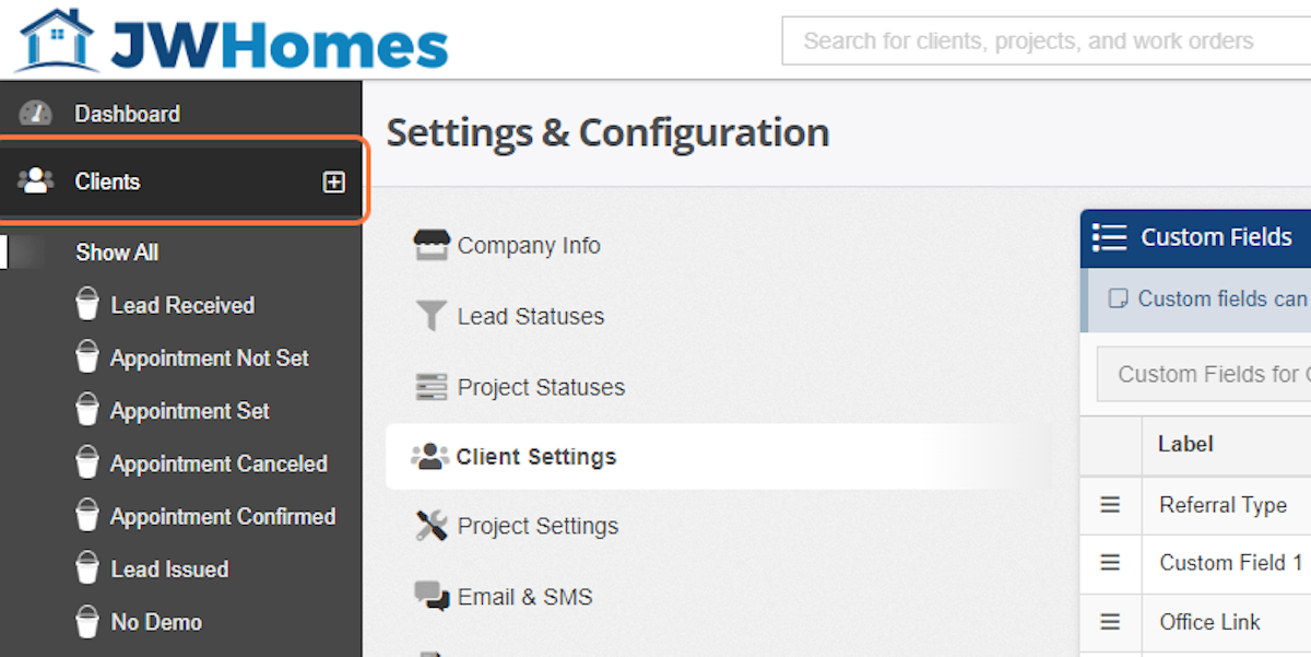 You can also change how you view your client or project records and filter by the custom field.