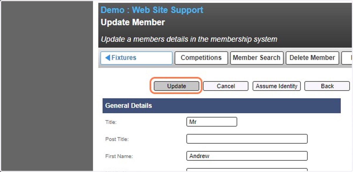 On the top left of the page, Click on Update