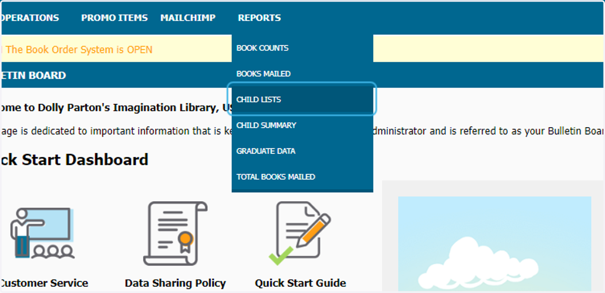 Click on CHILD LISTS