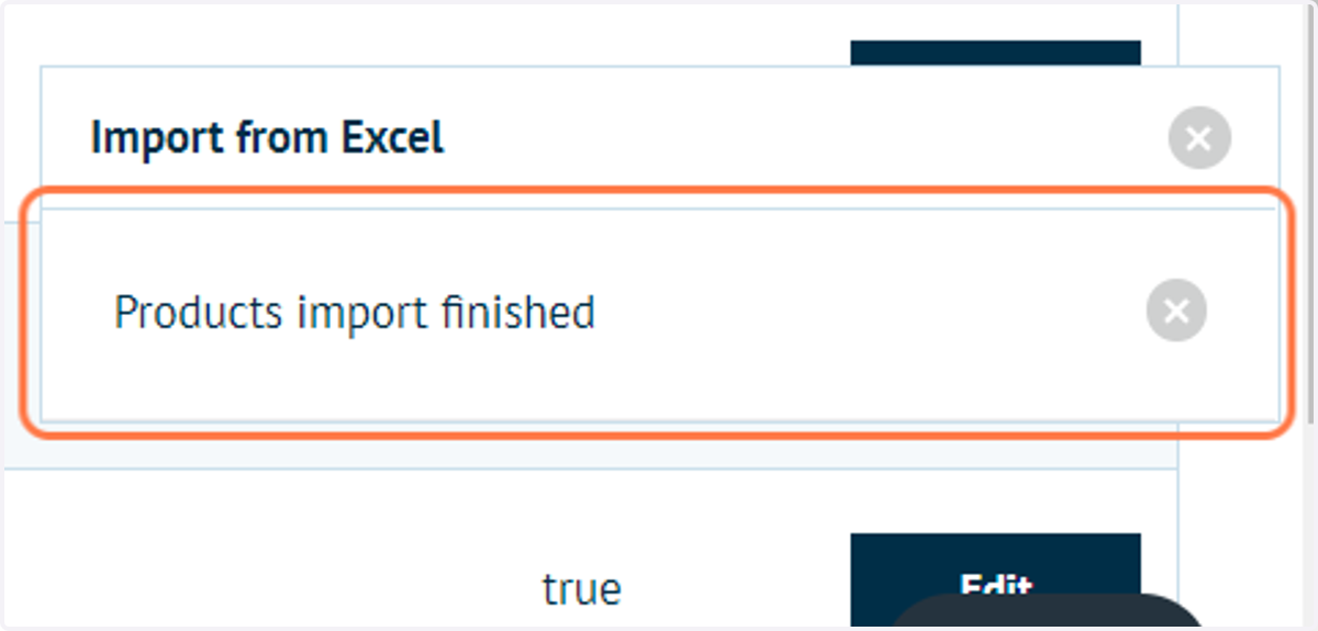 Informative pop ups will show you the status of the import