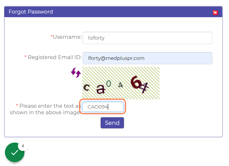 Escribir el texto de seguridad y oprimir SEND