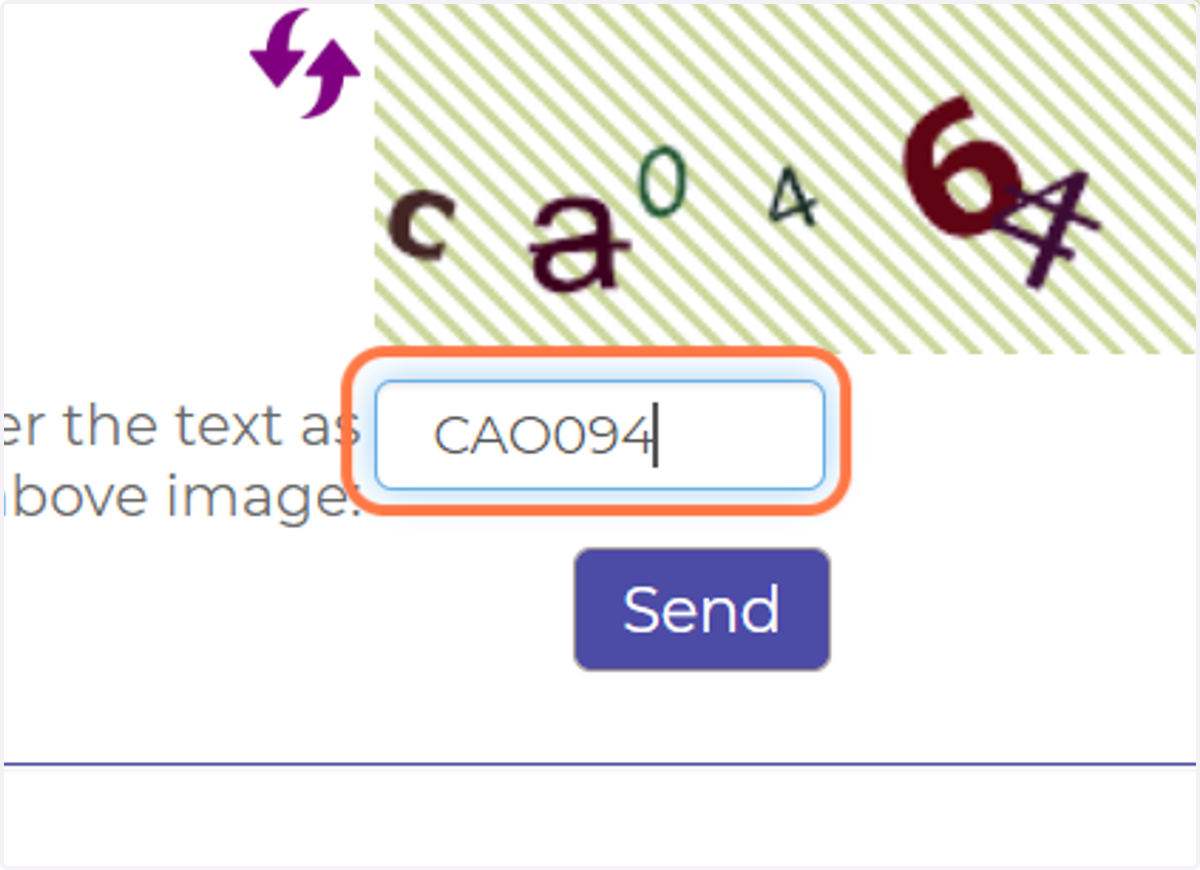 Escribir el texto de seguridad y oprimir SEND