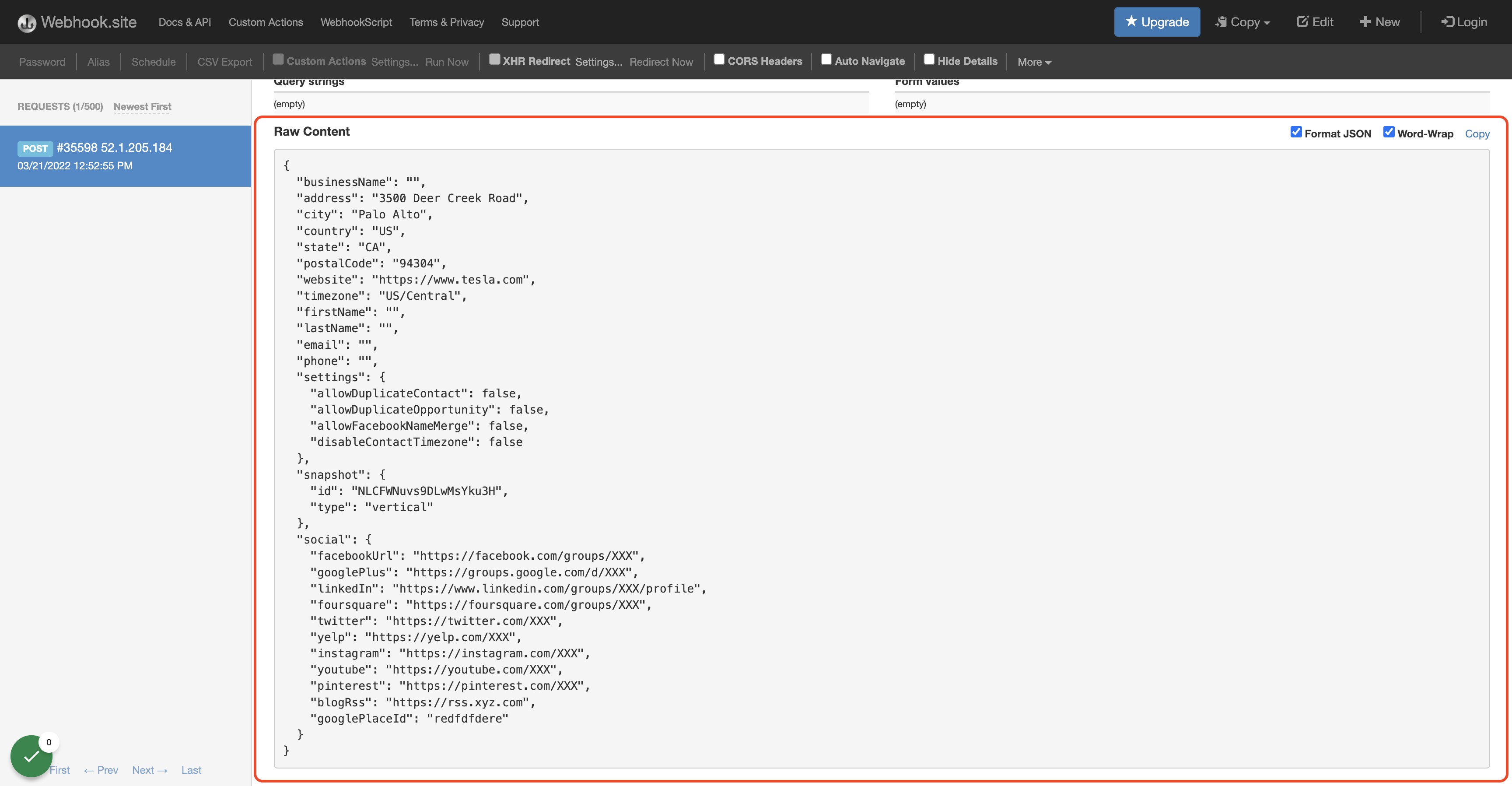 Review Payload Data
