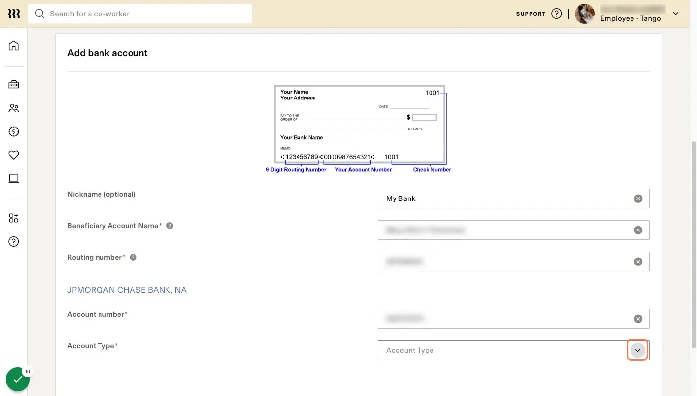 Select the account type