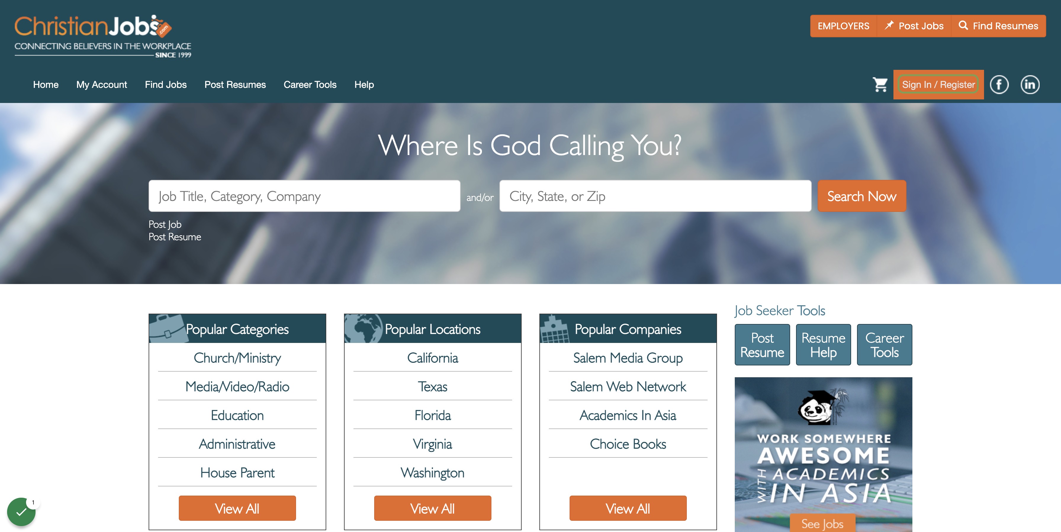 Click on Sign In / Register