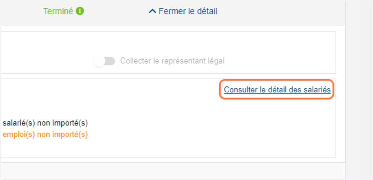 Cliquer sur "Consulter le détail des salariés" pour voir le détail des salariés