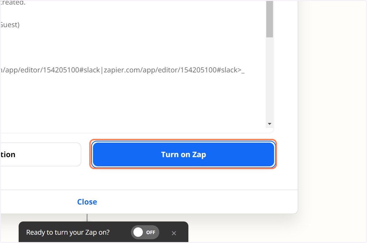 Click on Turn on Zap