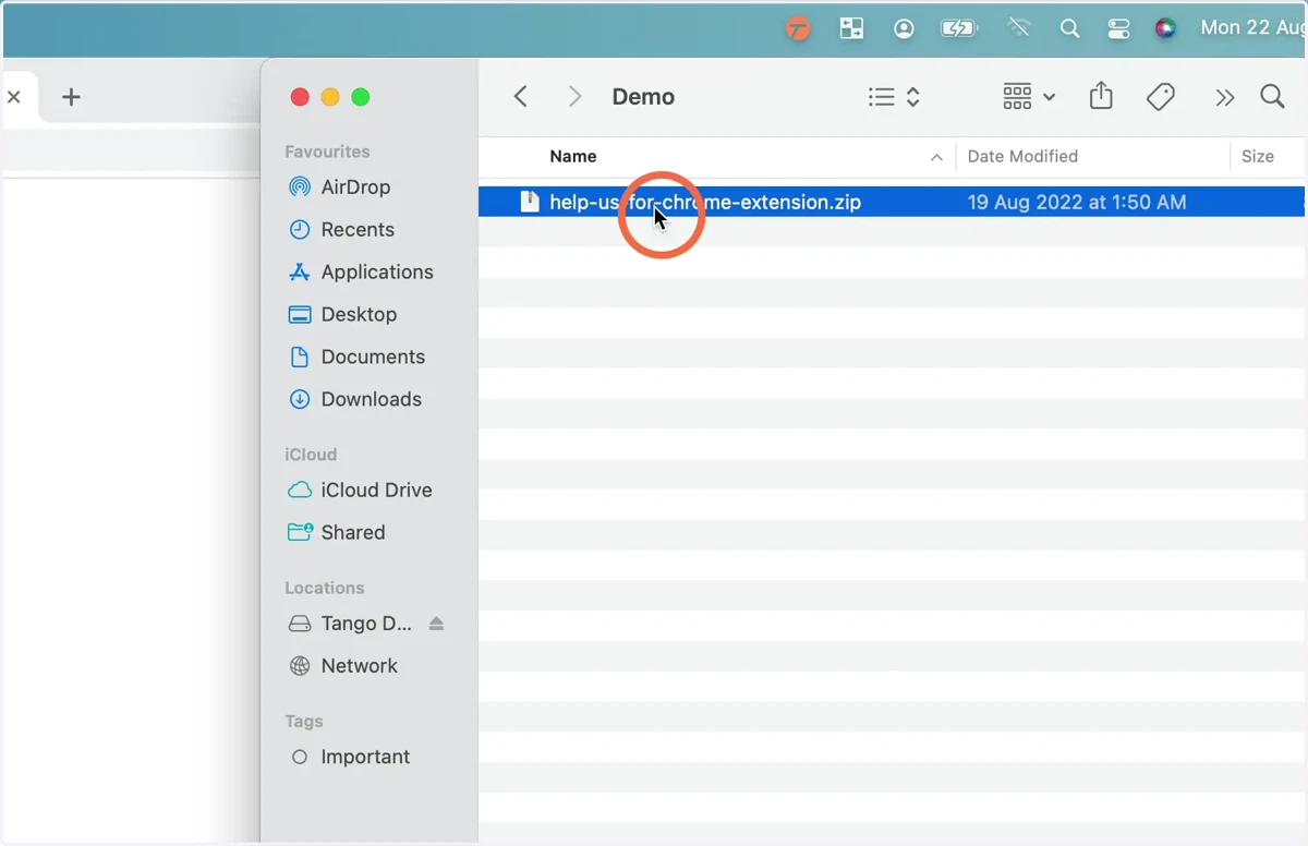 Download and extract the help us for Chrome extension.