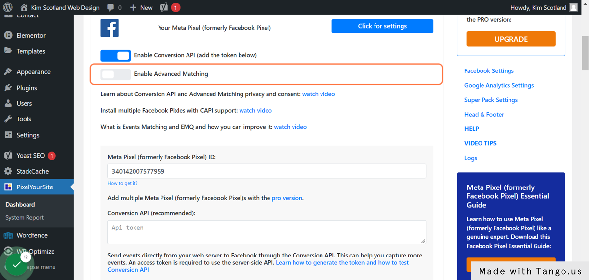 Check the Enable Conversion API option.