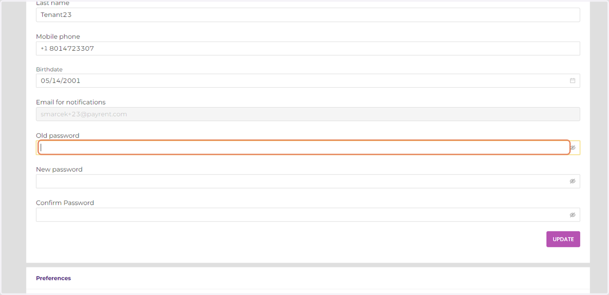 Enter your current password.