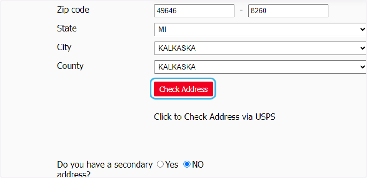 Check and Validate address