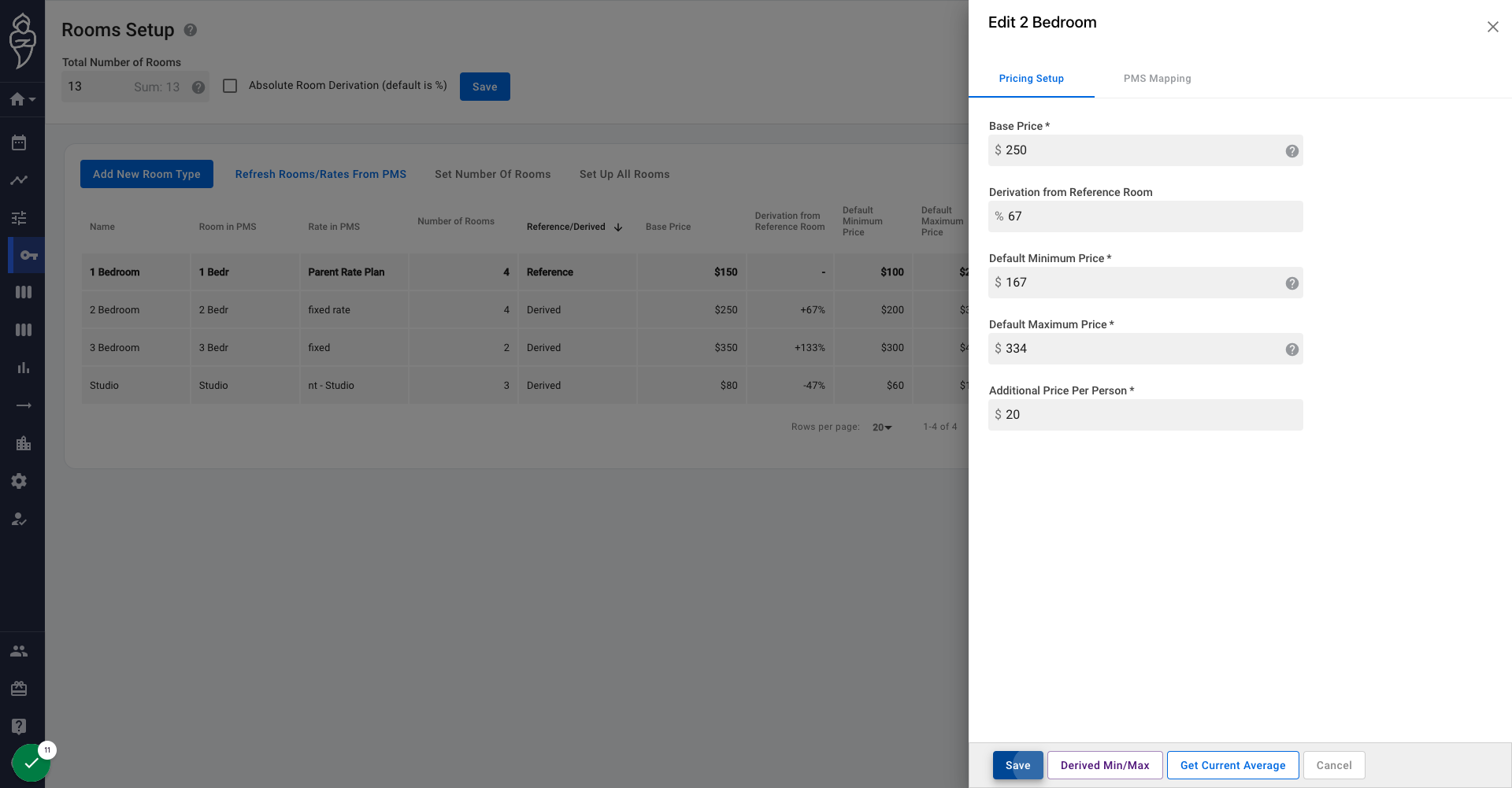 Click on Save and repeat the same for all your derived room types.