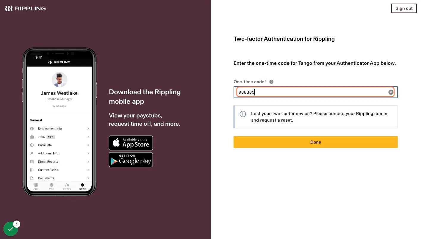 Enter the code from your two factor authenticator app