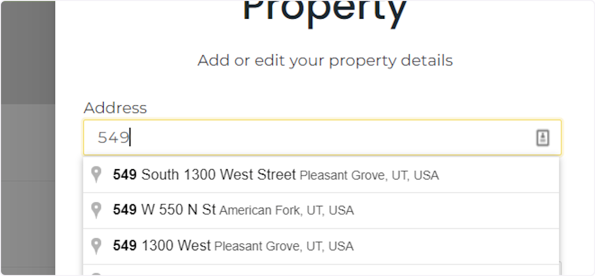 Type in the Address and Select the Address from the Drop Down Menu