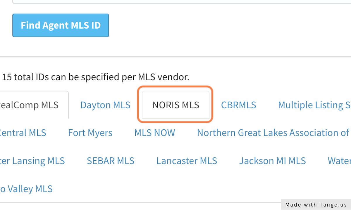 Click on the MLS that you belong to