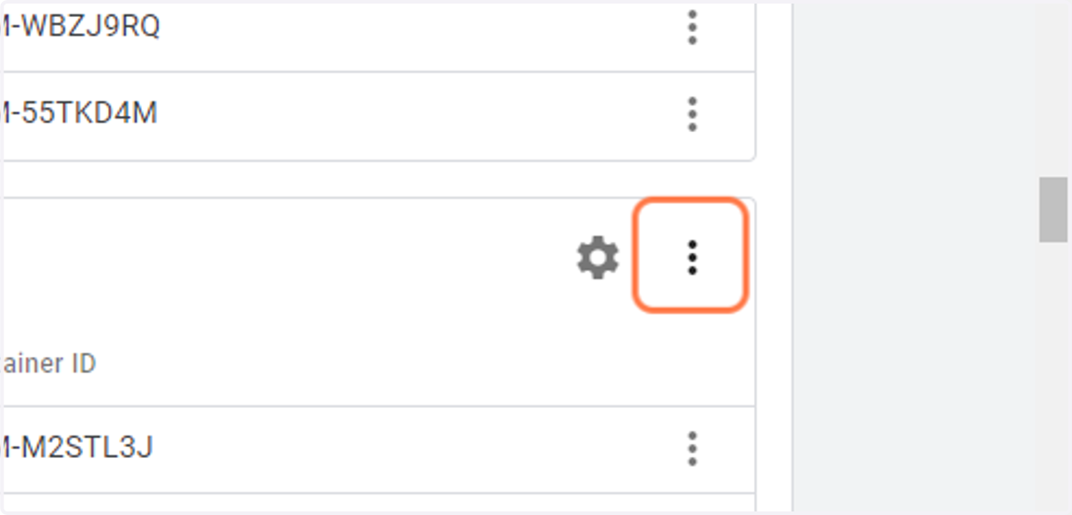 Click on the three-dots button for the appropriate Google Tag Manager account