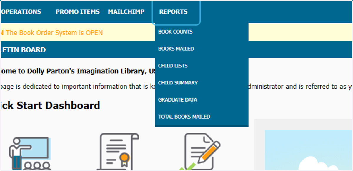 Click on REPORTS