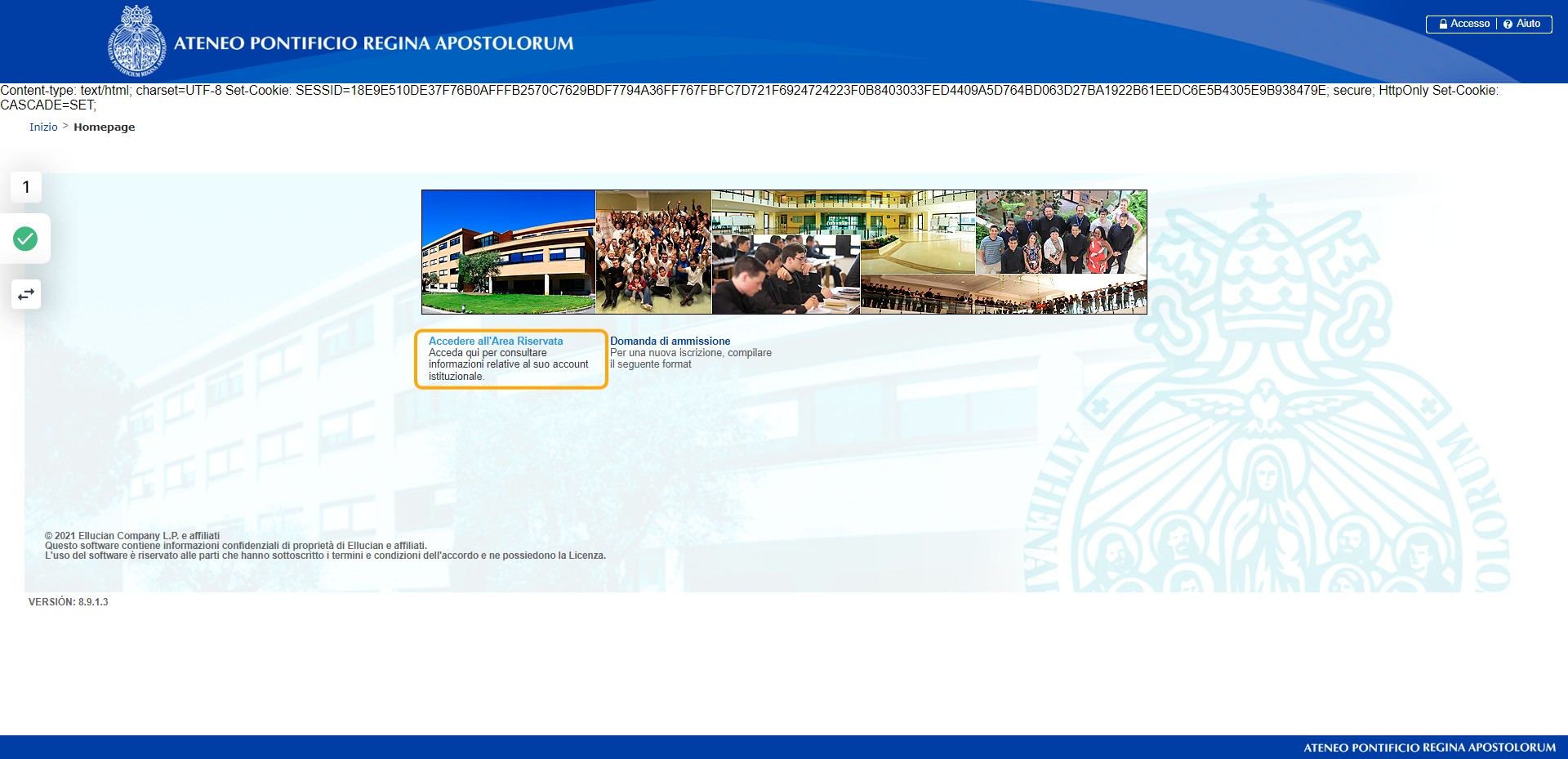 Cliccare su Accedere all'Area Riservata