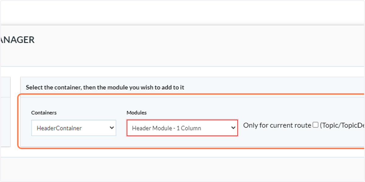 Click on Header Module - 1 Column