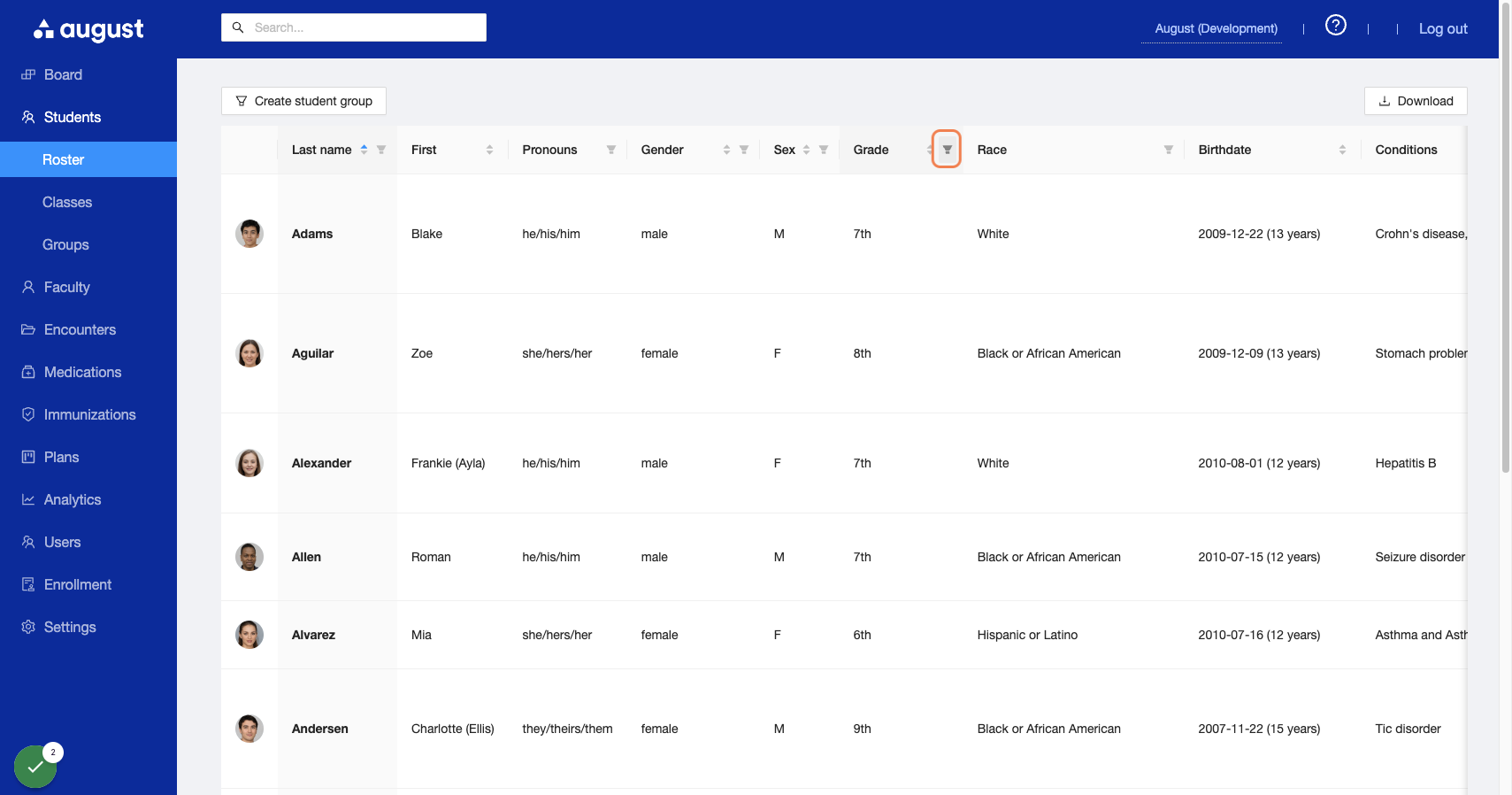 Select your column to filter