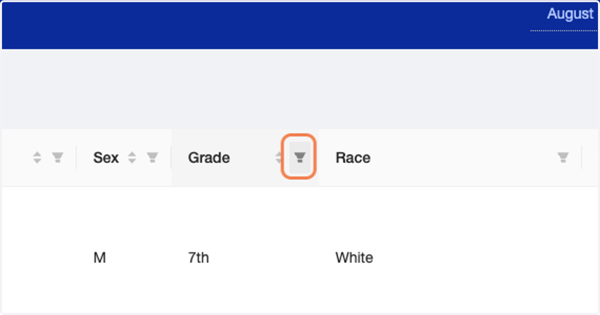 Select your column to filter