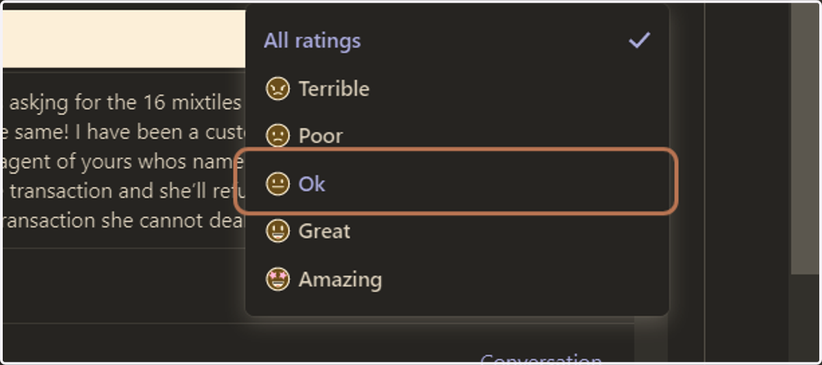 Select the DSAT you're assigned for the week (1=Terrible, 2=Poor, 3=Ok)