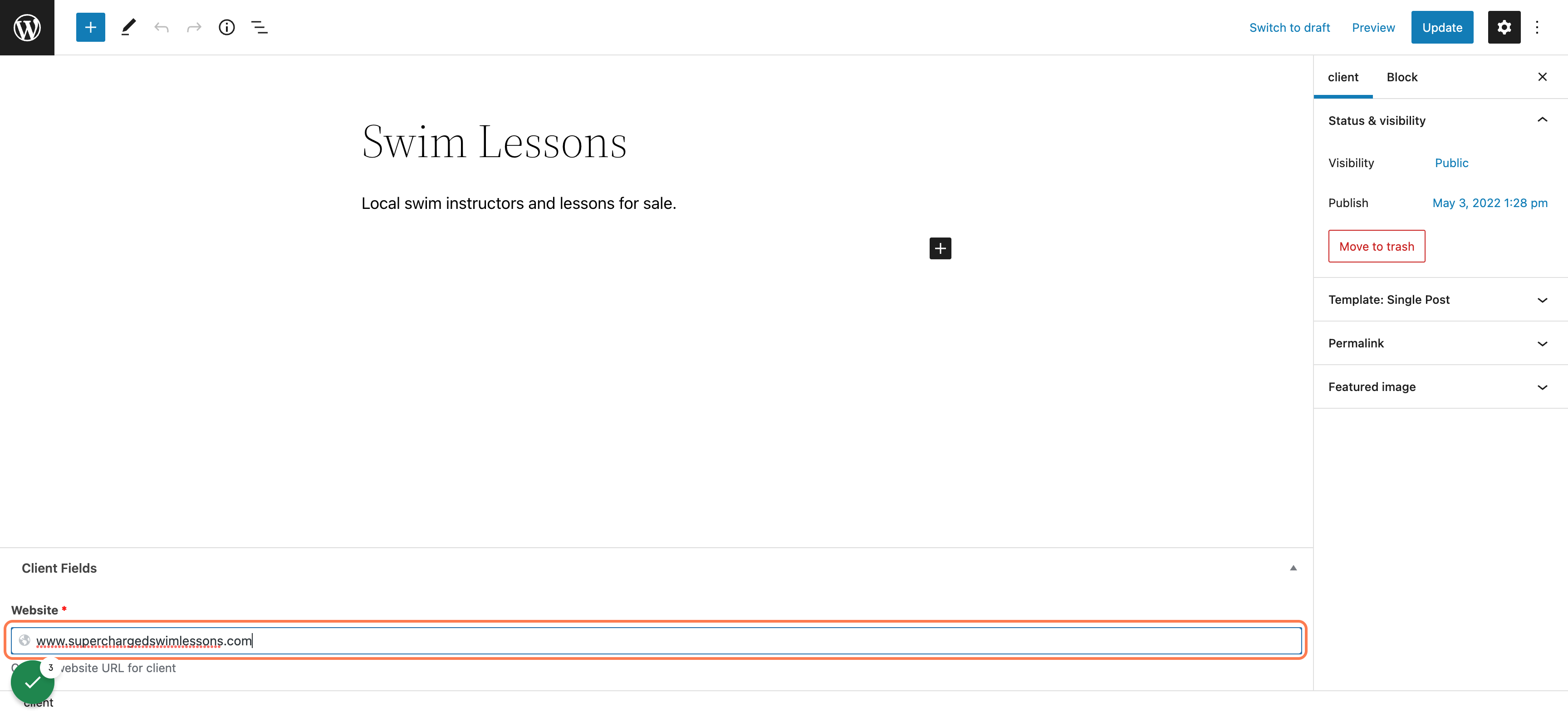 Type "www.superchargedswimlessons.com"