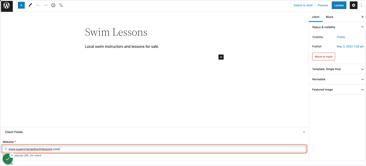 Type "www.superchargedswimlessons.com"