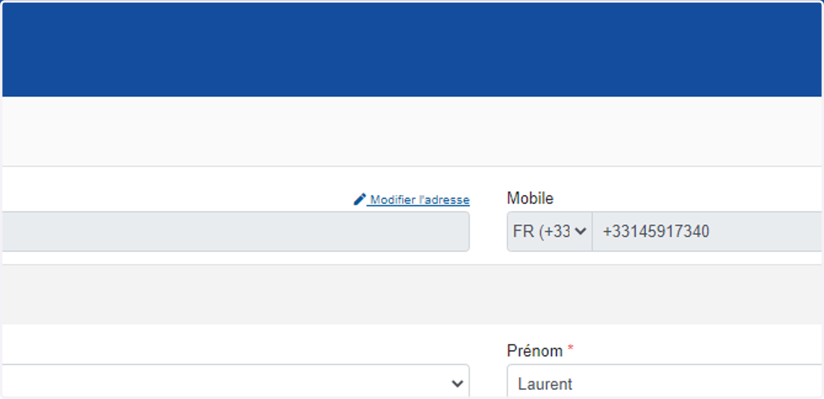 Cliquer sur "Modifier l'adresse"