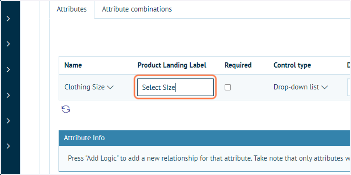 Type "Select Size"