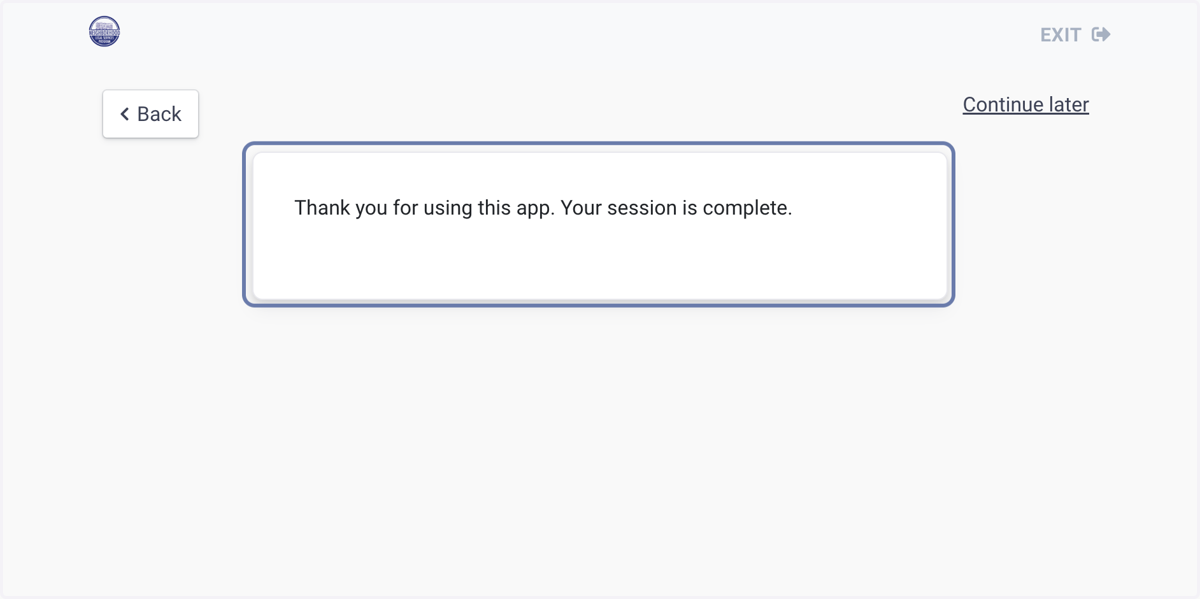 This is your final screen. The organization has received your application.