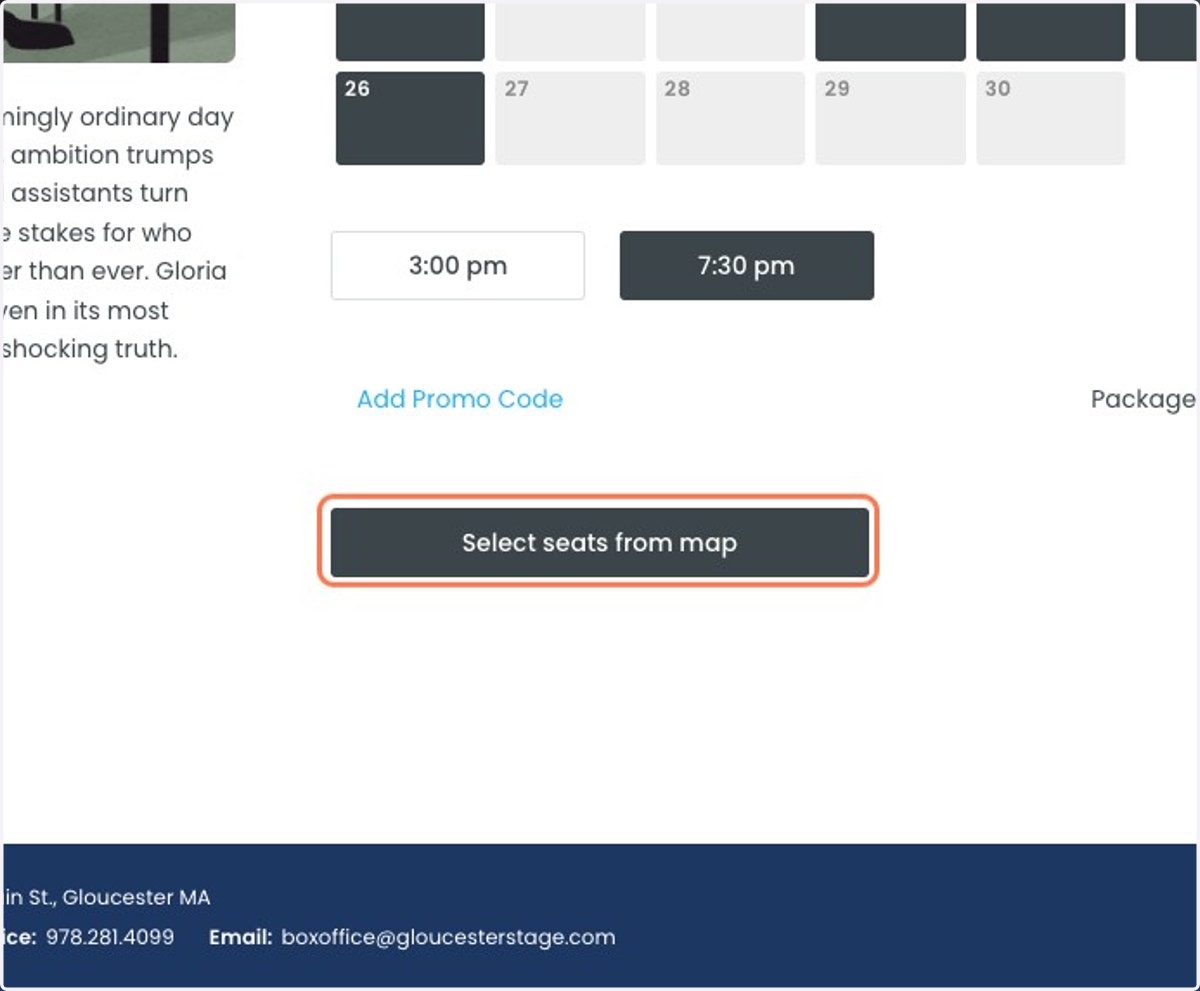 Select your performance time and then "Select Seats from Map"