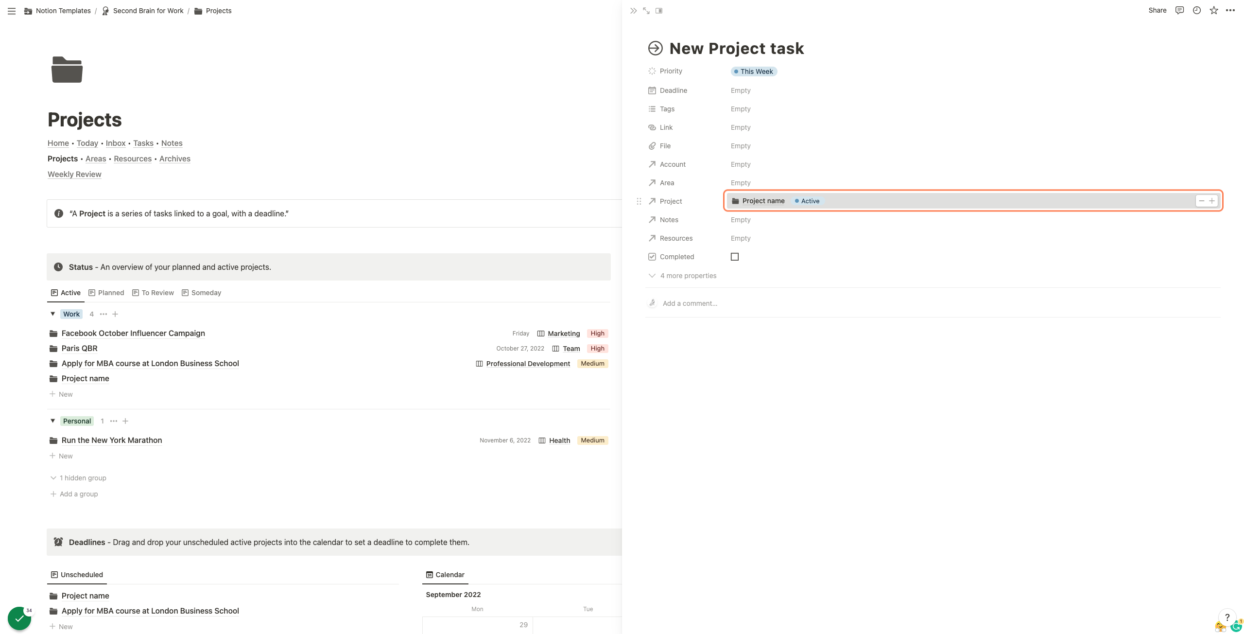 Click on the. project name to get back to the project overview