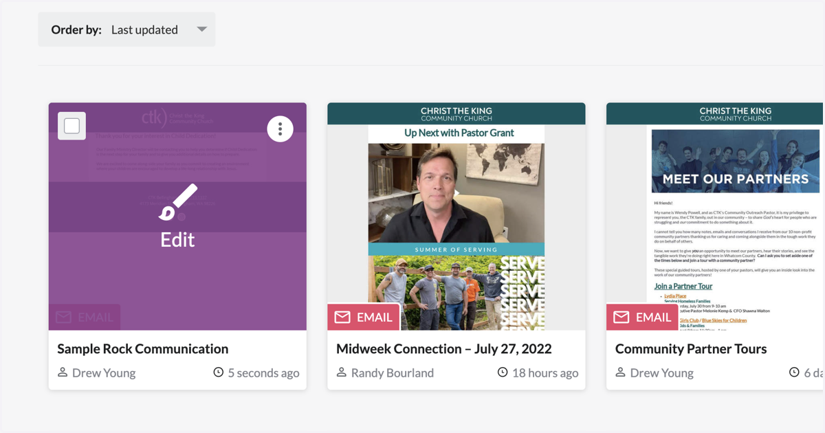 Find your communication in BeePro, and click "Edit".
