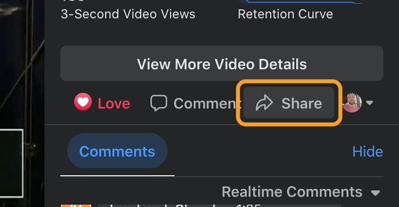 Click Share to open the Sharing options