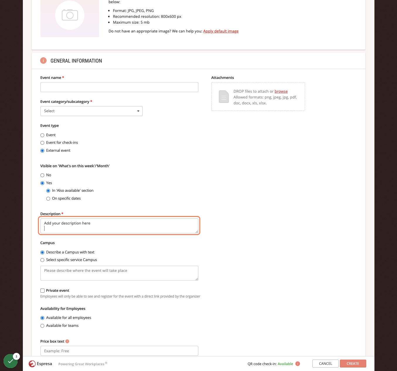 Add your Content into the Description