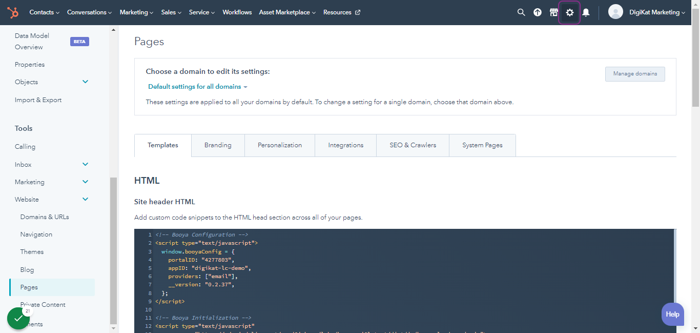 Go to HubSpot Settings