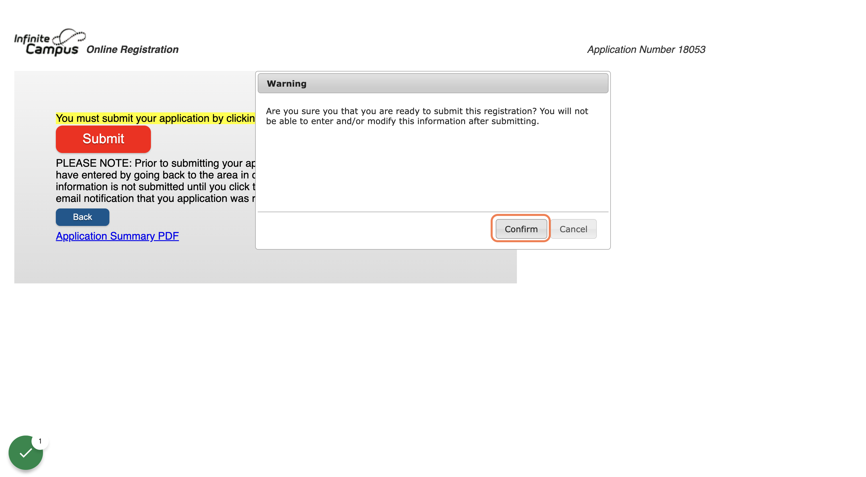 Click on Confirm